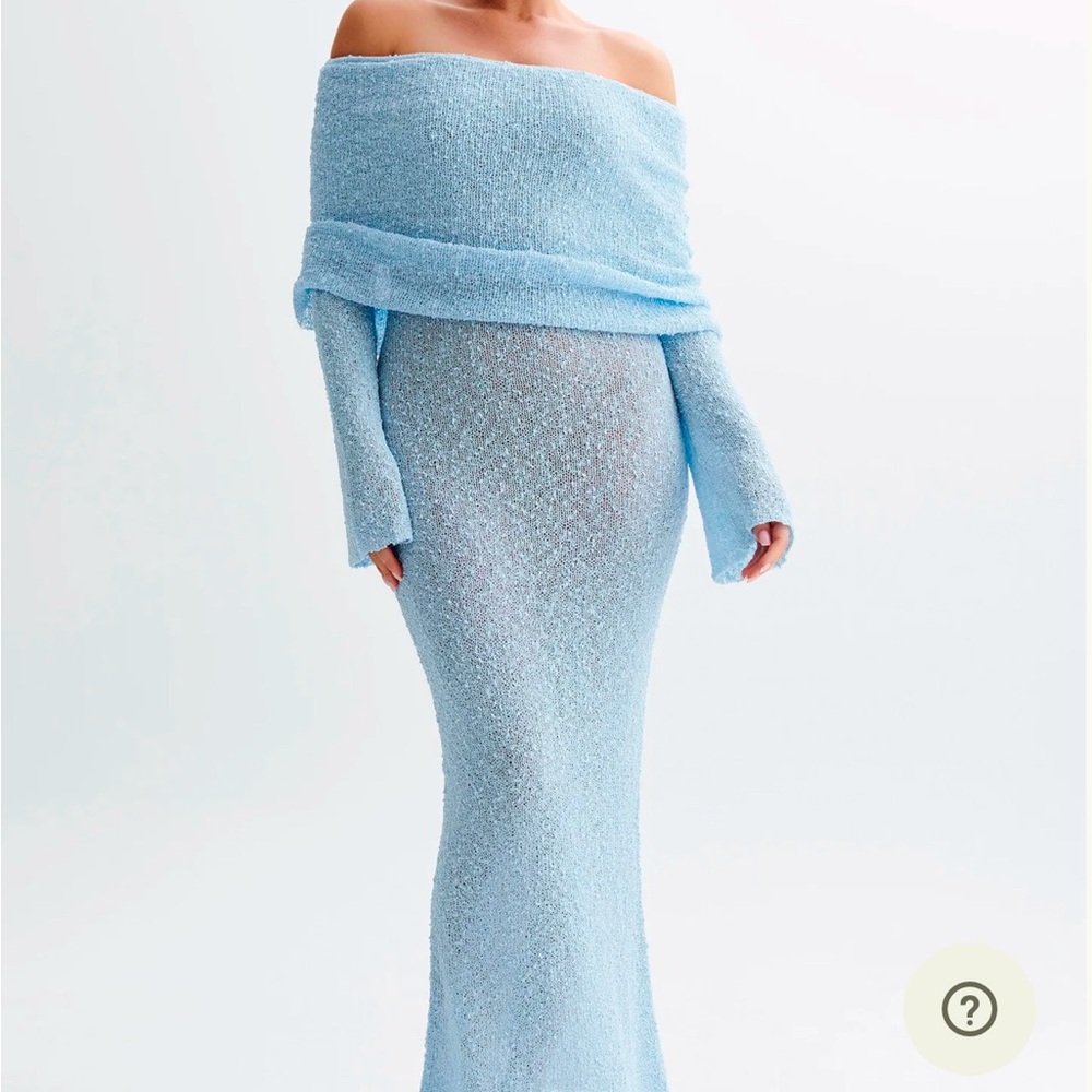 Elegant Off-Shoulder Light Blue Gown